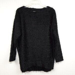 Jones New York Eyelash Sweater Top Women's Size S Black Pullover Fuzzy